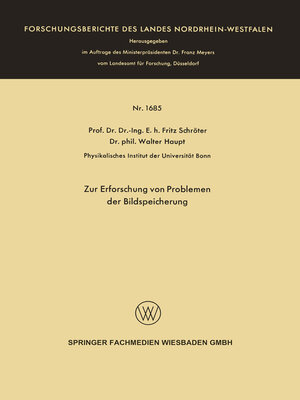 cover image of Zur Erforschung von Problemen der Bildspeicherung